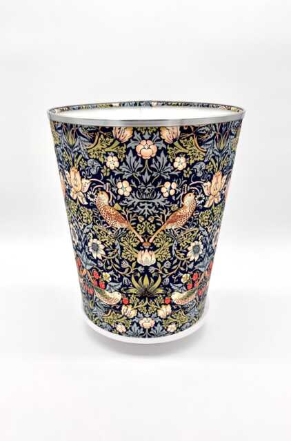 William Morris Waste Paper Bin, Fabric Desk Handmade Basket, Decorative Home Office Bin - Strawberry Thief Navy - Medium - image 1