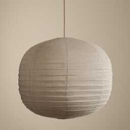 Taupe Linen Labu Pendant Light Shade Boho Rattan Hanging Ceiling Lamp - thumbnail 2