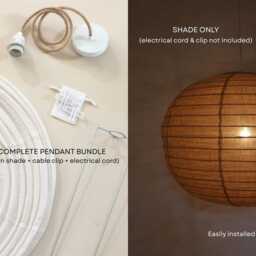 Linen Taupe Labu Light Shade - Pendant Handmade Home Decor Lamp Hanging - thumbnail 2