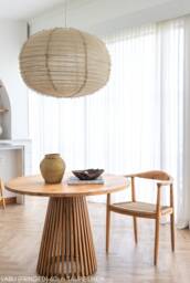 Taupe Linen Labu Pendant Light Shade Boho Rattan Hanging Ceiling Lamp