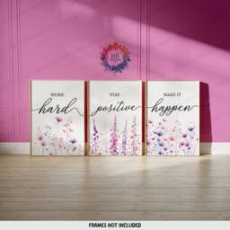 Pink Home Office Prints - Set Of 3 Posters - Minimalist Desk Decor Work From Wall Art Wfh Gifts Coworker Workplace Pictures - thumbnail 1