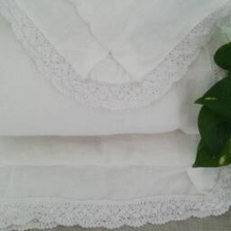 White Linen Blanket, Linen Quilt, Comforter, White Quilt, Comforter W. Lace, Sumptuous Soft, 90x95 Ample Size For Queen King Bed - thumbnail 2