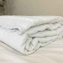 White Linen Blanket, Linen Quilt, Comforter, White Quilt, Comforter W. Lace, Sumptuous Soft, 90x95 Ample Size For Queen King Bed - thumbnail 4