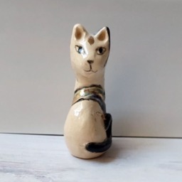 Handmade Ceramic Cat Figurine, Pottery Decor - thumbnail 3