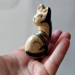 Handmade Ceramic Cat Figurine, Pottery Decor - thumbnail 4