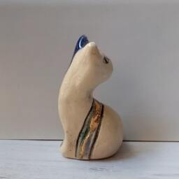 Handmade Ceramic Cat Figurine, Pottery Decor - thumbnail 2