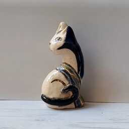 Handmade Ceramic Cat Figurine, Pottery Decor - thumbnail 1