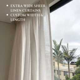 Extra Wide Linen Sheer Curtains. Custom Made Rod Pocket, Grommet, Hook & Ring Options For Curtain Ceiling Track - thumbnail 1