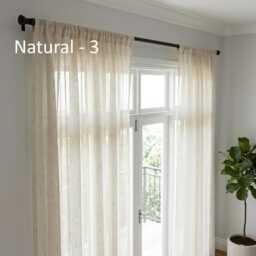Extra Wide Linen Sheer Curtains. Custom Made Rod Pocket, Grommet, Hook & Ring Options For Curtain Ceiling Track - thumbnail 2