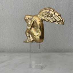 Bronze Angel Sculpture, Handmade Relief Art, Guardian Gift - thumbnail 2