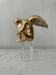 Bronze Angel Sculpture, Handmade Relief Art, Guardian Gift - thumbnail 1