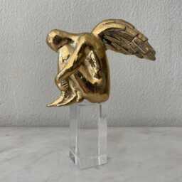 Bronze Angel Sculpture, Handmade Relief Art, Guardian Gift - thumbnail 4