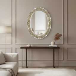Classic Baroque Wall Mirror With Gold Or Silver Leaf - Made in Italy Victorian Style Oval Italian Bedroom