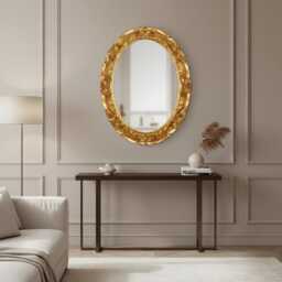 Classic Baroque Wall Mirror With Gold Or Silver Leaf - Made in Italy Victorian Style Oval Italian Bedroom - thumbnail 4
