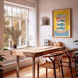 Sardine Tin Poster, Retro Kitchen Wall Art, Bold Yellow & Blue Print, Pop Style Food Illustration, Modern Coastal Home Decor Artwork - thumbnail 3