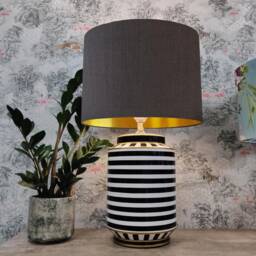 Charcoal Lampshade in Linen With Gold Lining, Textured Large Plain Ceiling Lightshade - thumbnail 2
