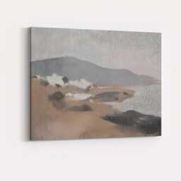 Muted Coastal Lake Mountain Minimalist Landscape Canvas Wall Art Print Decor Picture Ready To Hang - thumbnail 4