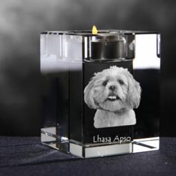 Lhasa Apso, Crystal Candlestick With Dog, Souvenir, Decoration, Limited Edition, Collection - thumbnail 2