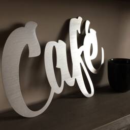Cafe Metal Sign, Coffee Lover Gift Idea, Kitchen Decor, Brushed Shiny Wall Cut Out Letters - thumbnail 3