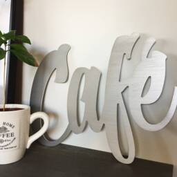 Cafe Metal Sign, Coffee Lover Gift Idea, Kitchen Decor, Brushed Shiny Wall Cut Out Letters - thumbnail 2