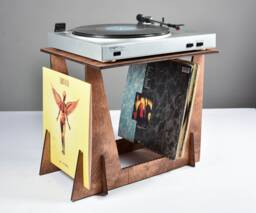 Vinyl Record Holder Gramophone Stand Table Desk Player Wood Standing For Lp Storage Display Gift Music Organiser Listening Station - thumbnail 1