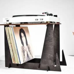 Vinyl Record Holder Gramophone Stand Table Desk Player Wood Standing For Lp Storage Display Gift Music Organiser Listening Station - thumbnail 2