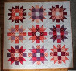 Throw - Seeing - Cat & Fox Stars, Handmade, Red/Orange/Off White, 72In X - thumbnail 1