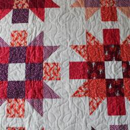 Throw - Seeing - Cat & Fox Stars, Handmade, Red/Orange/Off White, 72In X - thumbnail 3