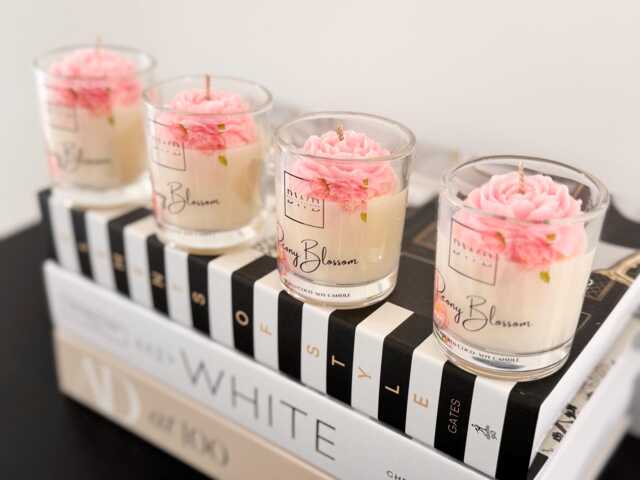 Luxury Petit Peony Blossom Candle - Handmade Coco Soy Mini Votive Candle, Peony Flower Decoration, Gift For Lovers, Wedding Favours - image 1