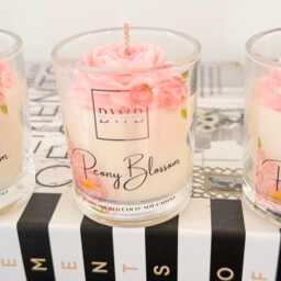 Luxury Petit Peony Blossom Candle - Handmade Coco Soy Mini Votive Candle, Peony Flower Decoration, Gift For Lovers, Wedding Favours - thumbnail 2