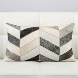 Patchwork Cowhide Cushion - 30 X 50 cm Lumbar Pillow