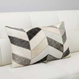 Patchwork Cowhide Cushion - 30 X 50 cm Lumbar Pillow - thumbnail 3