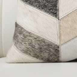 Patchwork Cowhide Cushion - 30 X 50 cm Lumbar Pillow - thumbnail 2