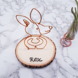 Wire Corgi Sculpture, Custom Dog Name, Desk Decor - thumbnail 3