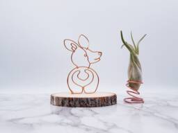 Wire Corgi Sculpture, Custom Dog Name, Desk Decor - thumbnail 1