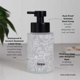 Frosted Glass Soap Dispenser With White Line Art Wrap, Choose 250Ml Or 500Ml Size, Artistic Eco Bottle For Modern Bathroom Gift - thumbnail 2