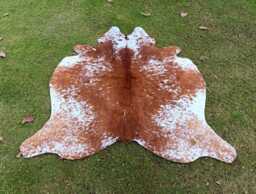 Brown & White Cowhide Rugs-Genuine Speckled Cow Rug-Natural Hair On Hide Area Rug For Living Room-Western Decor-Large Animal Skin - thumbnail 1