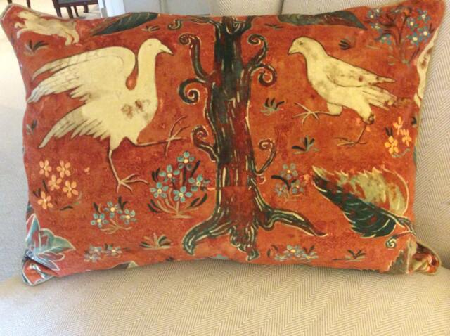 Zoffany Arden Velvet Pillow Cover, Venetian Red, Mythical Animals 26x14 - image 1