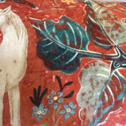 Zoffany Arden Velvet Pillow Cover, Venetian Red, Mythical Animals 26x14 - thumbnail 3