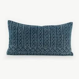 Handspun Hmong Lumbar Pillow Cover, Indigo Batik, 13x24 - thumbnail 4