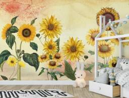 3D Sunflower Wallpaper Mural, Peel & Stick Removable Wall Decal - thumbnail 1