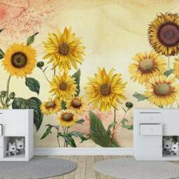 3D Sunflower Wallpaper Mural, Peel & Stick Removable Wall Decal - thumbnail 2