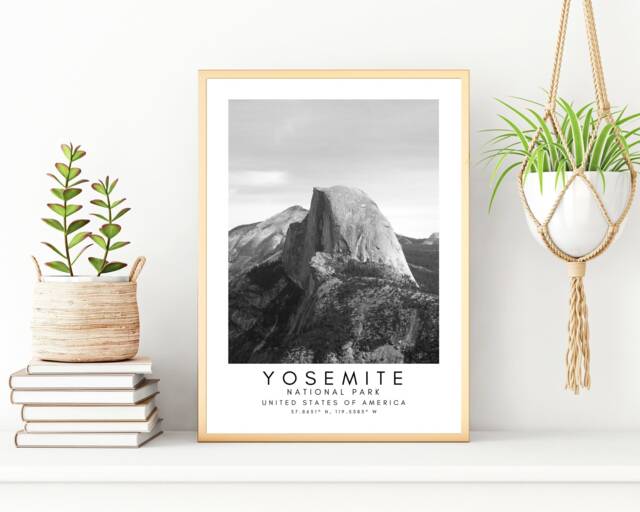 Yosemite National Park Print Black & White Landscape Wall Art - image 1