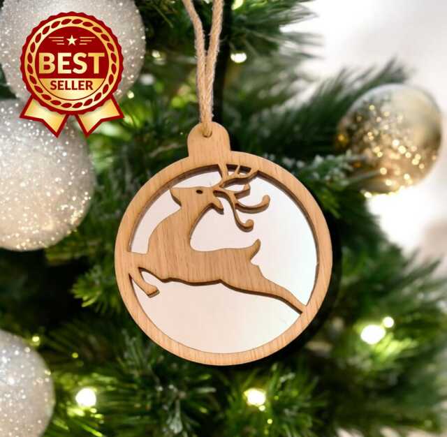 Reindeer Christmas Decoration - Wood & Acrylic Option - Bespoke Shapes Sizes Made - image 1