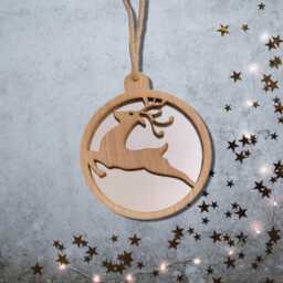 Reindeer Christmas Decoration - Wood & Acrylic Option - Bespoke Shapes Sizes Made - thumbnail 3
