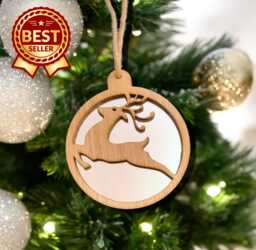 Reindeer Christmas Decoration - Wood & Acrylic Option - Bespoke Shapes Sizes Made - thumbnail 1