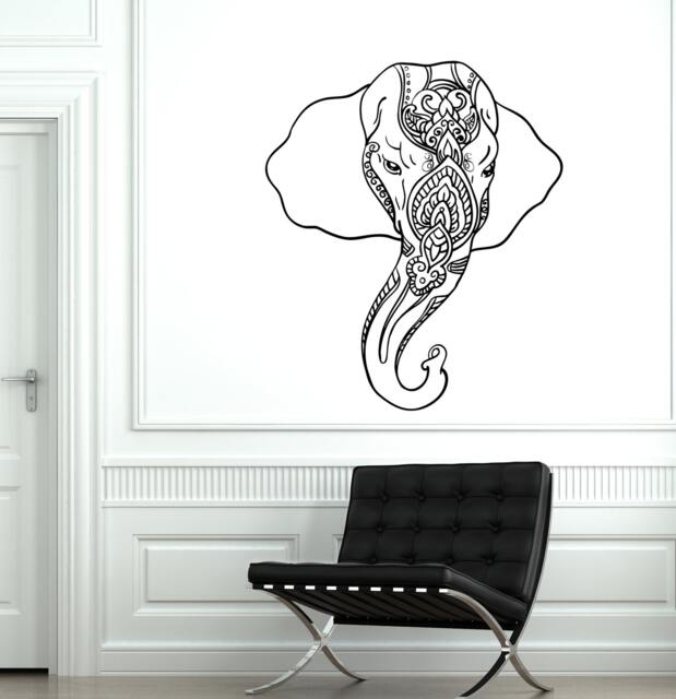 Wall Vinyl Elephant Indian Style Animals Ornament Mural Decal Sticker 1750Dz - image 1
