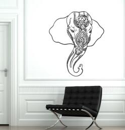Wall Vinyl Elephant Indian Style Animals Ornament Mural Decal Sticker 1750Dz - thumbnail 1