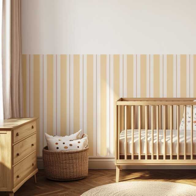 Lines & Stripes Wall Panels, Gender Neutral Decor, Nursery Room Art, Playroom Decal, Half Stickers, Peel Stick - image 1