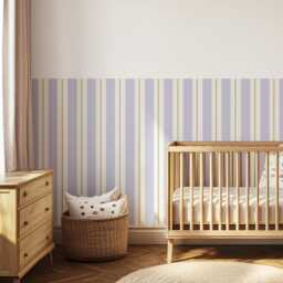 Lines & Stripes Wall Panels, Gender Neutral Decor, Nursery Room Art, Playroom Decal, Half Stickers, Peel Stick - thumbnail 2
